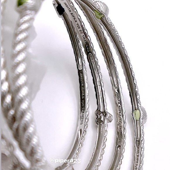 EUC Judith Ripka Sterling Silver Multi-gemstone & Diamonique Bangle Bracelet Set - Picture 7 of 9